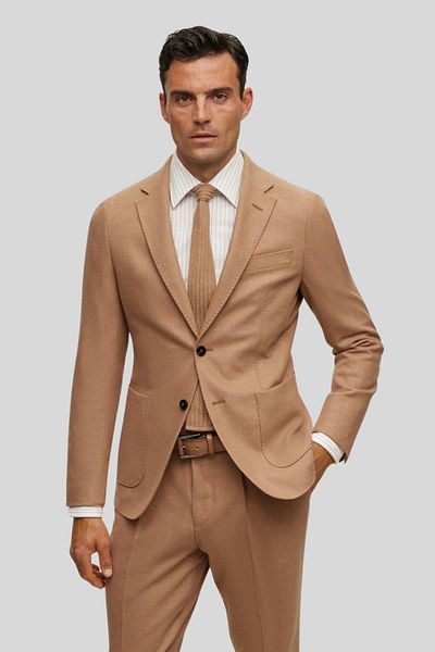 BOSS Slim Fit Suit Beige