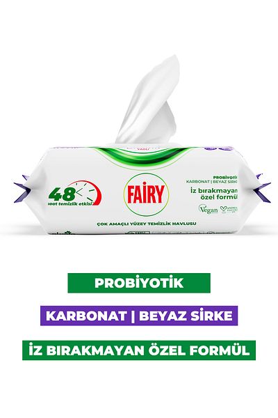 Fairy Multi-Purpose Surface Cleaning Towel 100 Sheets 12 Pieces |   Lavender Oil |   White Vinegar Baking Soda