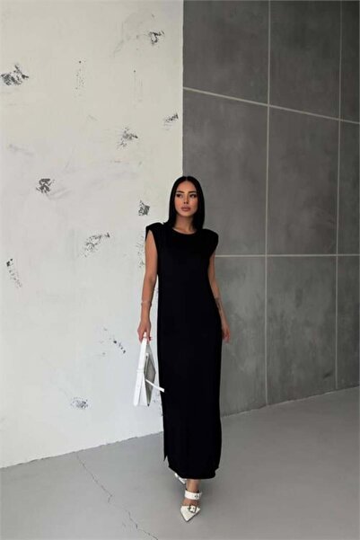 Dipmoda rochie de damă cu umeri întăriți cu șliț și detalii modal DPG010