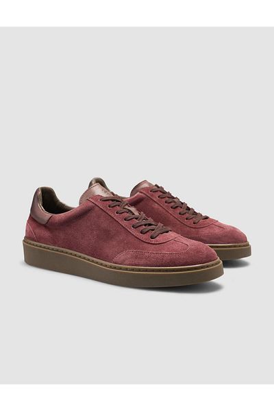 Cabani 100% Genuine Leather Burgundy Suede Men's Sneakers