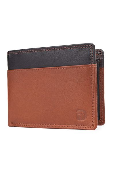 delis Men's wallet, Aziel PT1346, genuine leather, Brown/Black