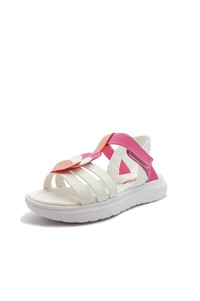 GDT Ayakkabı Cute Young Orthopedic White Color Banded Heart Detailed Girls Sandals