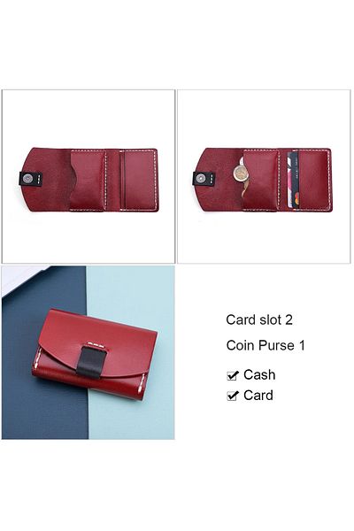 delis Women's Card Holder, Anara Pt1251, Genuine Leather, Burgundy/Black