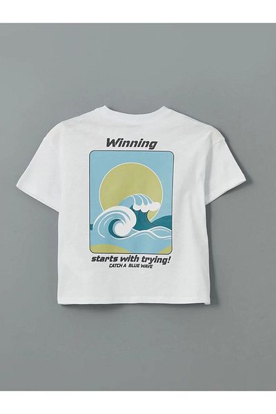 LC Waikiki LCW Kids White Crew Neck Αγόρι μπλουζάκι με στάμπα