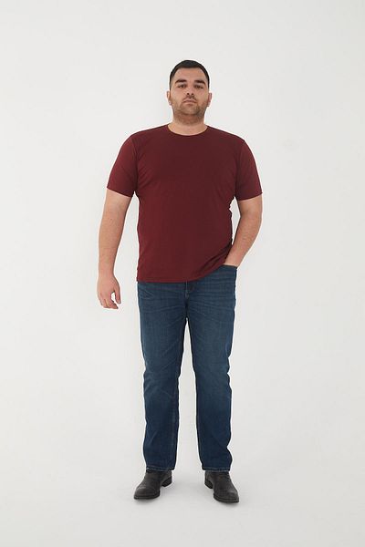 Maccali Men's Slim Fit Oversize Short Sleeve Basic T-Shirt Red