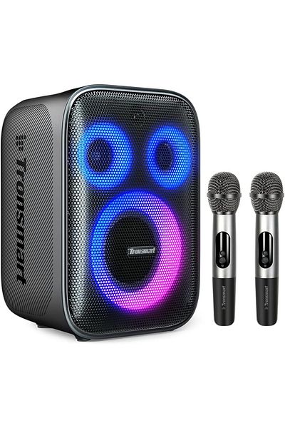 Tronsmart هالو 200 مع ميكروفونين لاسلكيين، ومكبر صوت كاريوكي للحفلات بتقنية بلوتوث 5.3 - بقوة 120 واط - أسود