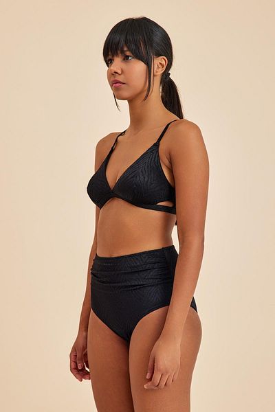 Amarelle Partea de jos de bikini negru cu talie înaltă Bali