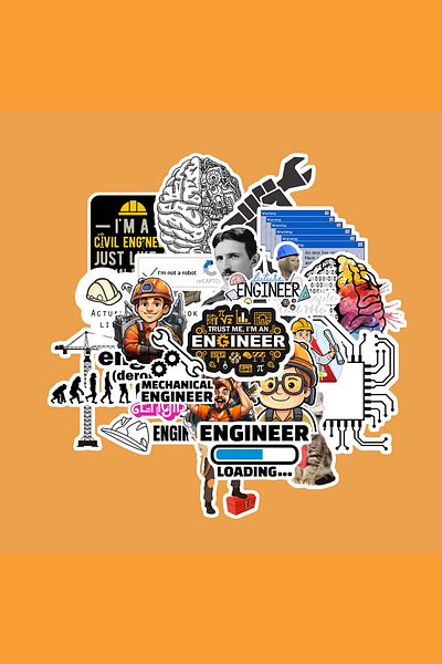 dadi ramba Engineer Sticker Pack - Bullet Journal - Agenda - Planner - Notebook - Laptop Sticker Decal