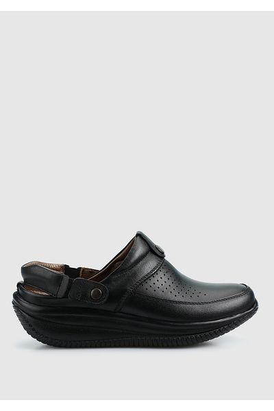 Eclipse Black Leather Women's Comfort Sandals