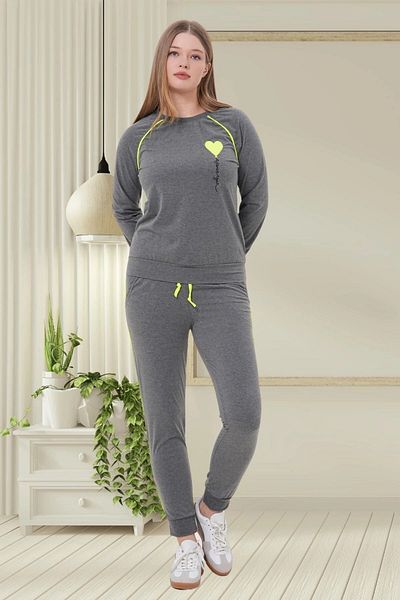 Mecit Pijama Women's Pajama Set with Long Sleeves, Crew Neck, Cuffs, Pockets