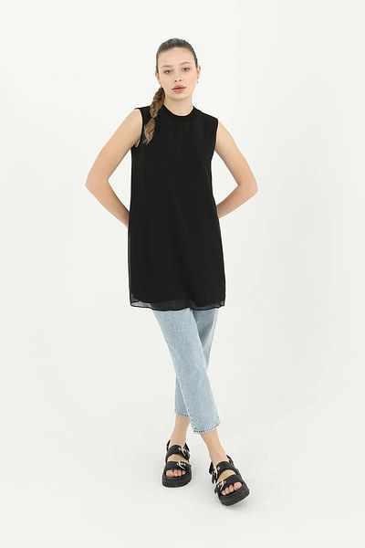 Puane Women's Zero Sleeve Front Chiffon Detailed Tunic / Underwear 2XL 102700