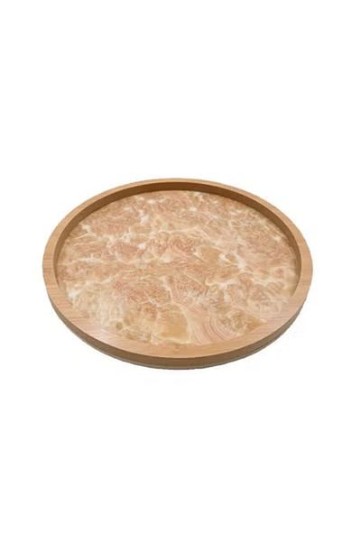 co arma Round Wooden Serving Tray 26 x 26