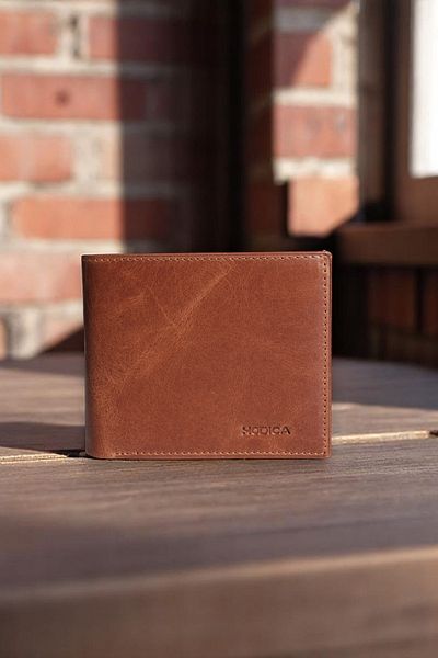 Modica Atlanta - Genuine Leather Classic Tan Men's Black Wallet with Coin Compartment, High-Level Hand Workmanship