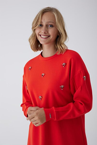 Moodbasic MOODBASİC TAŞ İŞLEMELİ TUNİK MB21.258 MERCAN