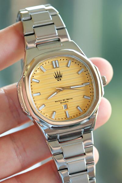 WATCHOFROYAL Novatick Silver Yellow Wrist Watch