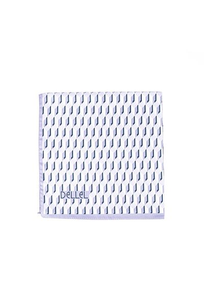 dellel Eșarfă cu monogramă din mătase satinată gri de lux Dellel