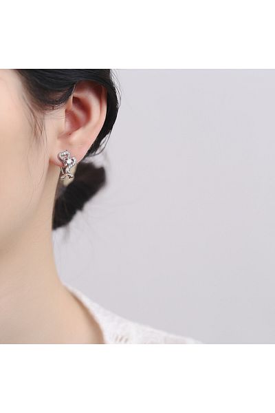 delis Cercei Argint 925, Jw802, Model Inima, Placati Cu Rodiu