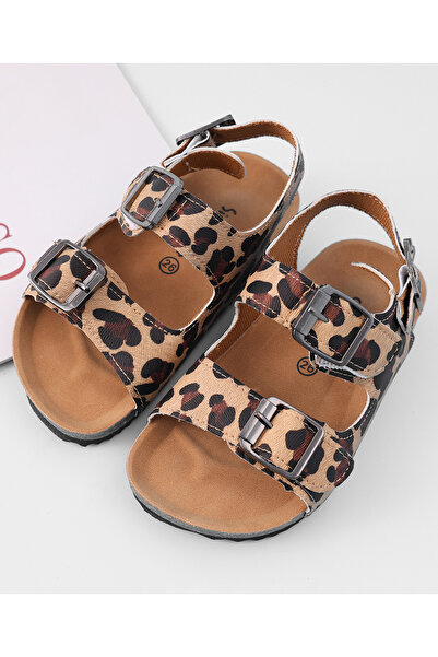 Mark & Mia صندل بطبعة جلد النمر من مارك وميا - بني فاتح/أسود