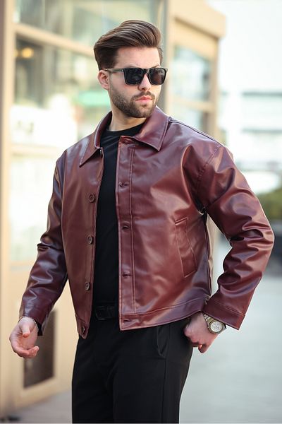 KOCCI Old Money Style Men's Oversize Vintage Biker Black Leather Jacket