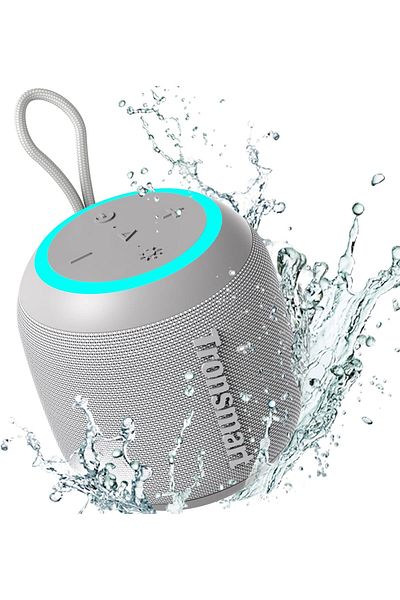 Tronsmart T7 Mini Compact Portable Bluetooth Speaker With Lights, Stereo Sound, Bluetooth 5.3- Grey