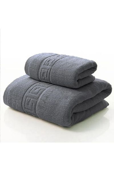 OEM Set of 2 Bath Towels 100% Cotton, thickness 500 gr/sqm, 50X90 cm, 70x140 cm, Anthracite