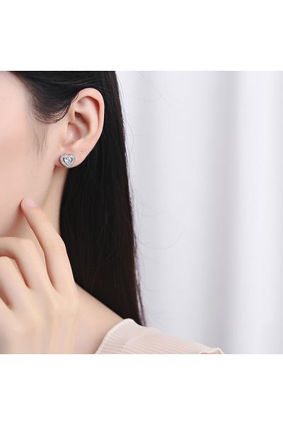 delis Cercei Argint 925, Jw782, Model Inima, Placati Cu Rodiu