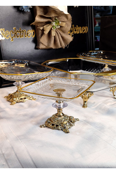 SEÇKİNEV Zamansız 5 Parça Gold Masa Sunum Seti