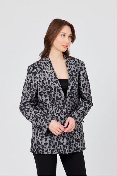 Ted Davıd Mono Collar Leopard Patterned Blazer Jacket