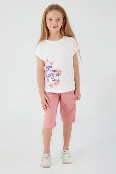 ROLY POLY 3070-2 Floral Patterned Pink Capri Suit'Mother Daughter Can Be Combined'