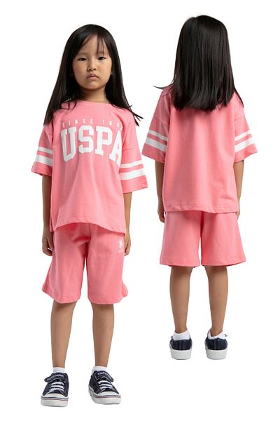 U.S. Polo Assn. U.S. Polo Girl's Crew Neck Short Sleeve Two Piece Set with Bermuda Shorts Vr.Us..D20.Kç91.Y.31