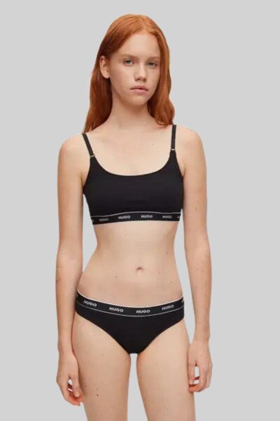 Hugo Boss 3'lü Paket Şerit Kadın Tanga Siyah