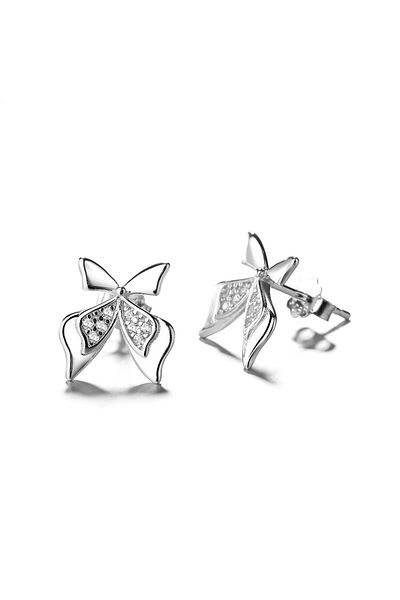 delis Cercei Argint 925, Jw753, Model Fluture, Placati Cu Rodiu