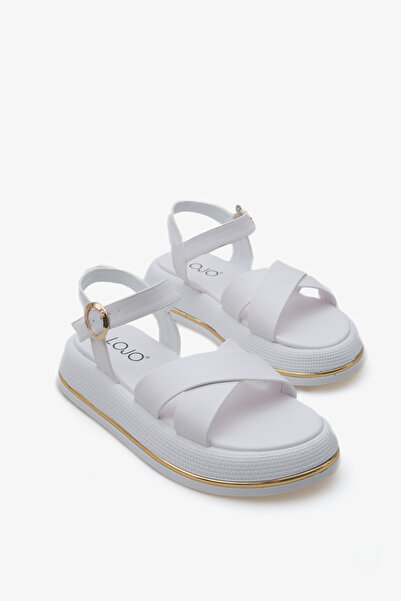 LOJO Γυναικεία πέδιλα casual με χρυσή αγκράφα και χοντρή σόλα