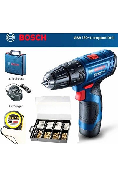 Bosch Gsb 120 Li Darbeli Vidalama (TEK AKÜ) ,Bosch 173 Parça Vidalama Ve Sabi...