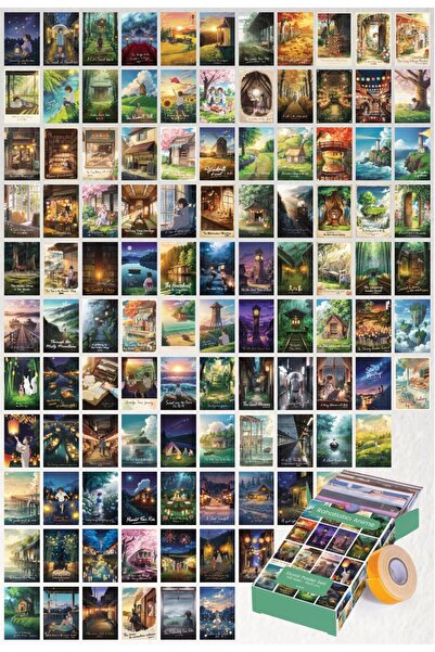 GUGUK Rahatlatıcı Anime 108 Adet Duvar Poster Seti Oda Dekoru