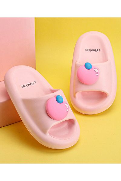 Pine kids حذاء Pine Kids Slip On Slides مع زخارف الفاكهة - وردي