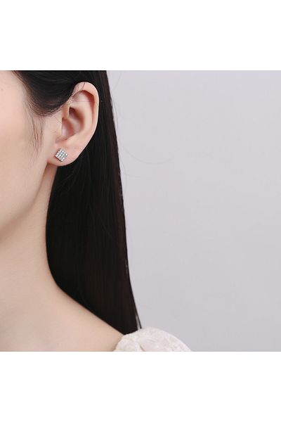 delis Cercei Argint 925, Jw770, Model Patrat, Placati Cu Rodiu