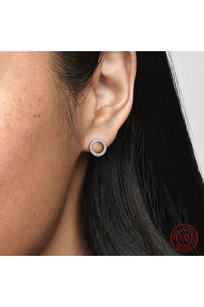 delis Cercei Argint 925, Jw496, Model Cerc Cu Zirconiu, Placati Cu Rodiu