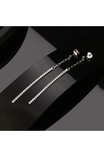 delis Cercei Lungi Argint 925, Jw961, Model Elegant, Placati Cu Rodiu