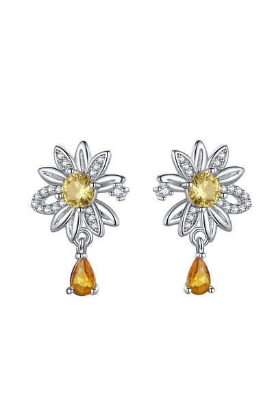delis Cercei Argint 925, Jw589, Model Floare, Placati Cu Rodiu