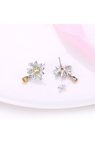 delis Cercei Argint 925, Jw589, Model Floare, Placati Cu Rodiu