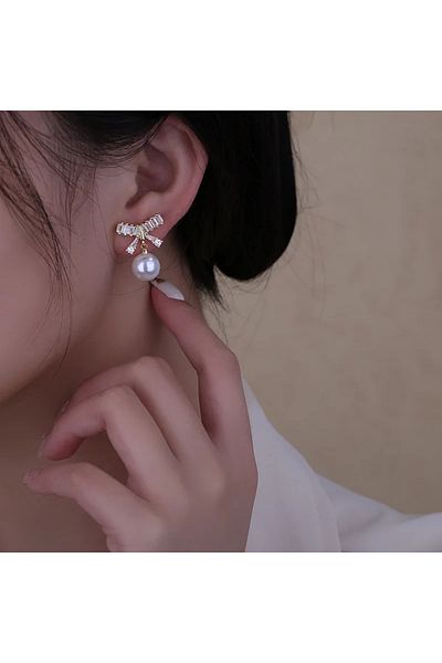 delis Cercei Argint 925, Jw1105, Model Fundita Cu Perla, Placati Cu Rodiu