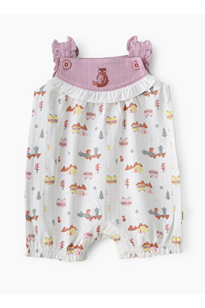 Basicxx رومبير مطبوع بدون أكمام للفتيات مع نير ثعلب وحواف مكشكشة