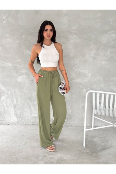 moda poni Φαρδύ υφασμάτινο παντελόνι