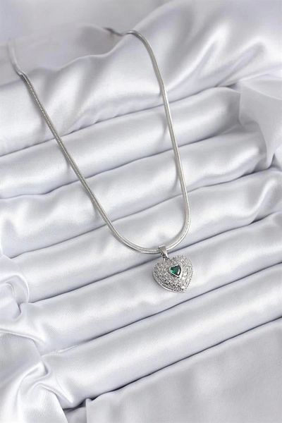 Clariss 316l Steel Silver Color Zircon Stone Heart Model Women's Necklace