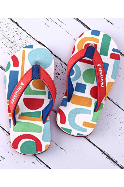 Pine kids Pine Kids Slip On Flip Flops with Abstract Print - White Red & Blue