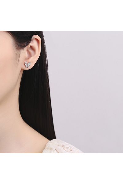 delis Cercei Argint 925, Jw760, Model Fluture, Placati Cu Rodiu
