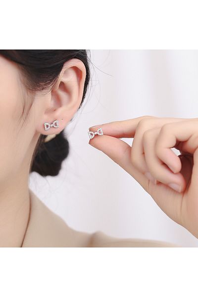 delis 925 Silver Earrings, Jw707, Bow Model, Rhodium Plated