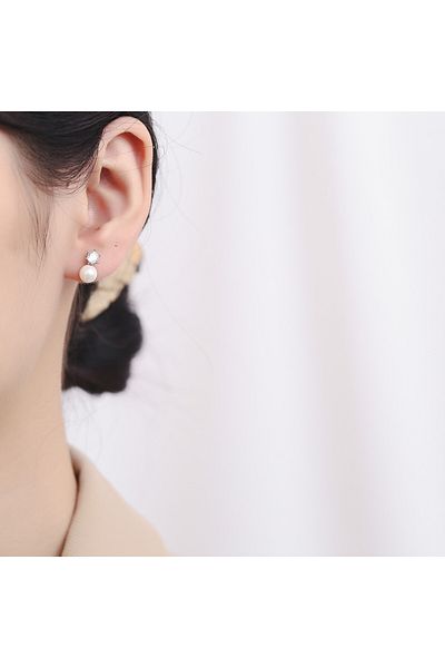 delis Cercei Argint 925, Jw834, Model Perla, Placati Cu Rodiu