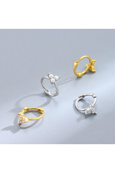 delis Σκουλαρίκια κρίκοι με λουλούδια από ασήμι 925, επιπλατινωμένα με ρόδιο, σε στυλ λουλουδιών